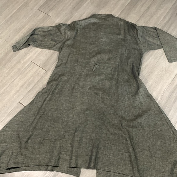 Transparente Black Label Black/Green 100% Linen Lagenlook A-Line Button Duster - Picture 15 of 15